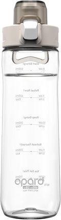 Opard 20oz Plastic Water Bottle Dishwasher Safe, Leakproof Flip-Top Lid, BPA Free Tritan, Wide Mouth Reusable Kids Water Bottle for School Hiking Commuting Outdoor Travel and Gym(Clear Cream)