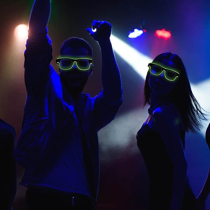 Ainiv Wireless Light Up Glasses 3 Modes LED Luminous Glasses Glow in the Dark for Parties, DJ, EDM, Halloween, Christmas