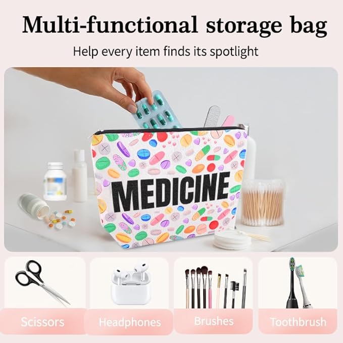 Travel Medicine Pouch Portable Small Pill Box Set First Aid Medication Organizer Bag Pharmacy Doctor Nurse Gift Bag for Hospital Patient Woman Men Pharmacist Accessories for Work Travel Medical Pouch