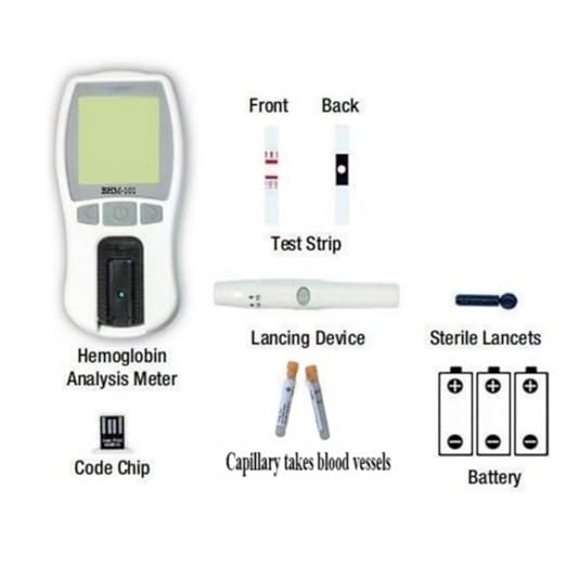 Hb Hemoglobin Test Meter Hemoglobin Meter Hemoglobin Analyzer Hemoglobin Test Kit + 75 Strips