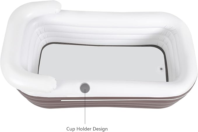 Inflatable Bathtub Adults, Portable Ice Bath Tub for Athletes, Outdoor & Indoor Freestanding Foldable Bathtub with Electric Air Pump and Cup Holder (Brown)