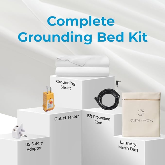 Grounding Sheets King Size 78x80in (White), Full Body Grounding Fitted Bed Sheets for Sleeping Well and Stress Reduction, 94% Organic Cotton with 6% Pure Silver Fiber, Fits 15in Deep Pocket Mattress