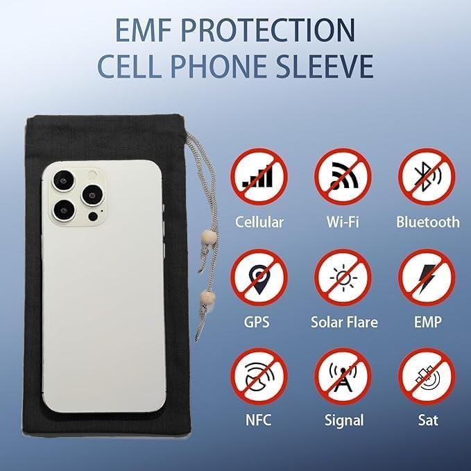EMF Cell Phone Sleeve fo Phone Pouch, High-Shield EMF Blocking Pouch, 100% Silver Fibers forDigital Security, Signal Blocking, Anti-EMP Radiation Bag for Privacy Protection. (Black)