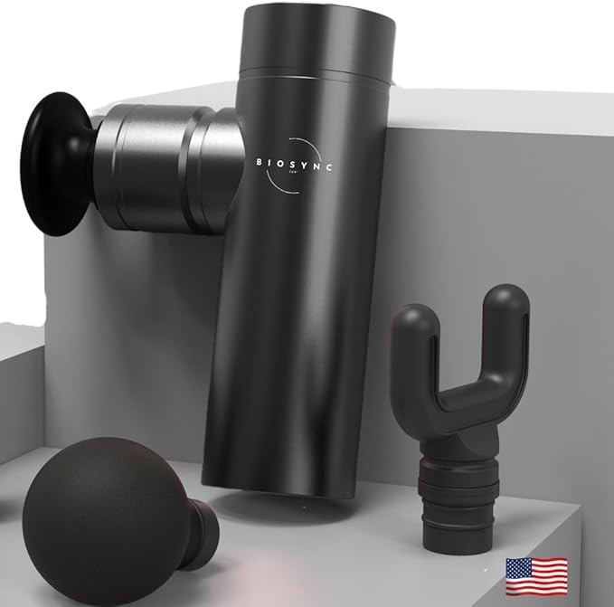 Massage Gun BioSync360° | Portable Mini Massager | Recovery Tool | Travel Size | Pain Relief | Deep Tissue Neck Back Full Body | Fast Charging | Neck | Back | Shoulder Massaging |