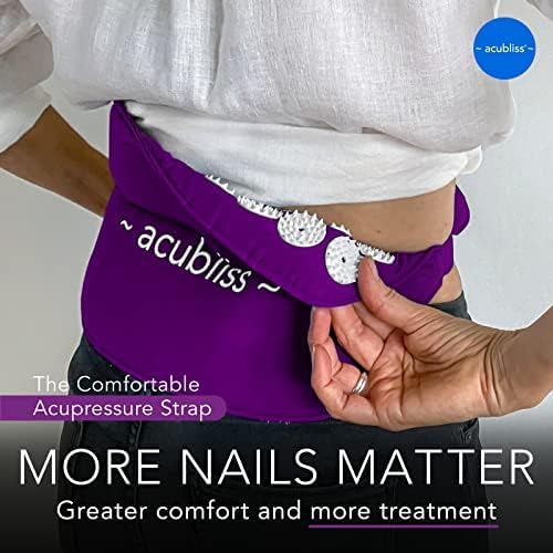 Premium Portable + Adjustable Acupressure Mat Strap, 1,848 Acupuncture Pressure Points for Pain Relief, Increased Energy, Relaxation with Drawstring Bag, 15x8", Purple