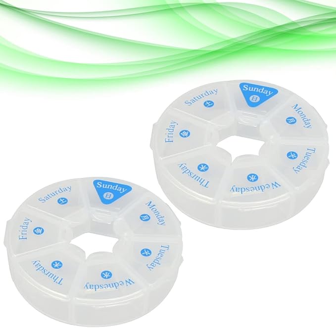 Healifty Medicine Organizer 2pcs Days Capsules Organizer Home Oils Cases Storage Round Use Medication Case Fish Daily for Containers Planner Medicine Portable Travel Box