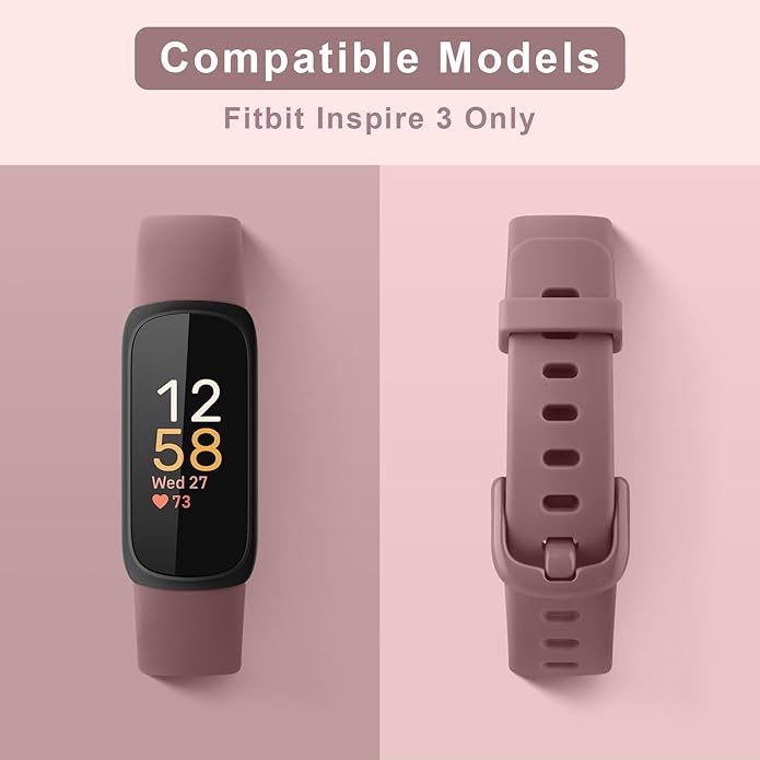 2-Pack Bands for Fitbit Inspire 3 Bands for Women Men, Classic Soft Replacement Sport Wristbands Replacement Straps Compatible with Fitbit Inspire 3 Fitness Tracker