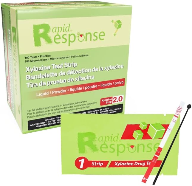 Rapid Response 2.0 Xylazine Test Strips – Detects Xylazine in Liquid & Powder Including Cocaine – Fast, Accurate, and Easy to Use, Harm Reduction & Overdose Prevention (100 Pack)