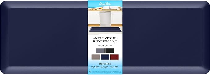 StepRite 4/5 Inch Thick Kitchen Mat Anti Fatigue Mat Kitchen Rugs Kitchen Decor Non-Slip, Stain & Water Resistant, Kitchen Mats Desk Mat for Kitchen, Office, Workshop, Blue, 17'' x 47''