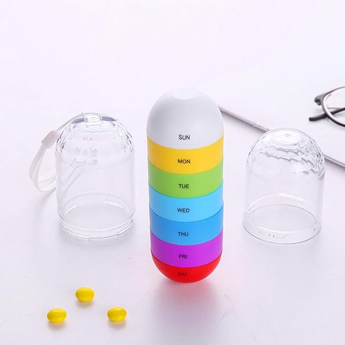 Weekly Pill Organizer Case Small Pocket Pill Box Travel 7 Day Medicine Stackable Pill Dispenser Waterproof Moisture Proof,Candy Box,Jewelry Box