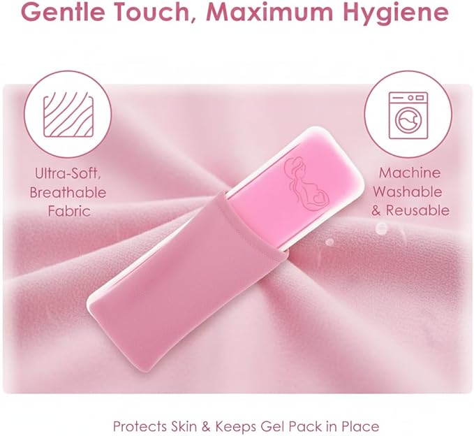 Perineal Cooling Pad, Postpartum Cold Packs Gel Bead Ice Pack Cold Therapy for Women After Pregnancy and Delivery, 2 Ice Pack and 3 Cover (Pink Gel Ice Pack)