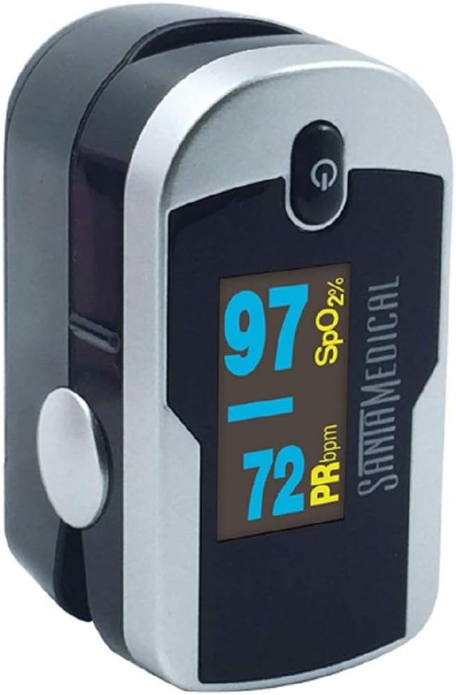 Santamedical Generation 2 Fingertip Pulse Oximeter Oximetry Blood Oxygen Saturation Monitor with Batteries and Lanyard