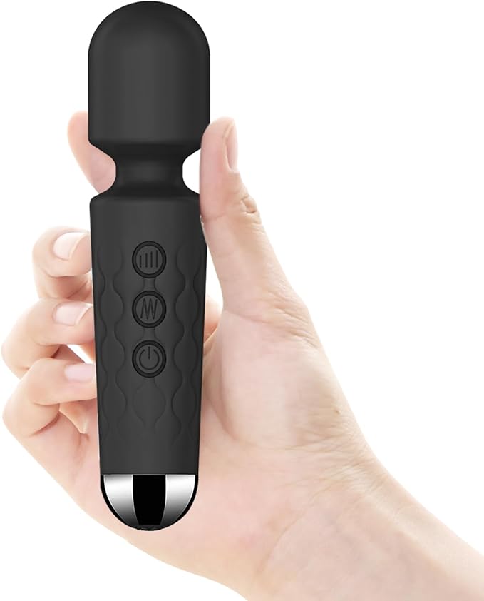 Personal Massage Wand - 20 Modes 8 Speeds Cordless Vibration Massager, Strong Powerful Waterproof Perfect for Travel, Magic Stress Away, All Body Back Legs Hand Pains Sports Recovery (Black)