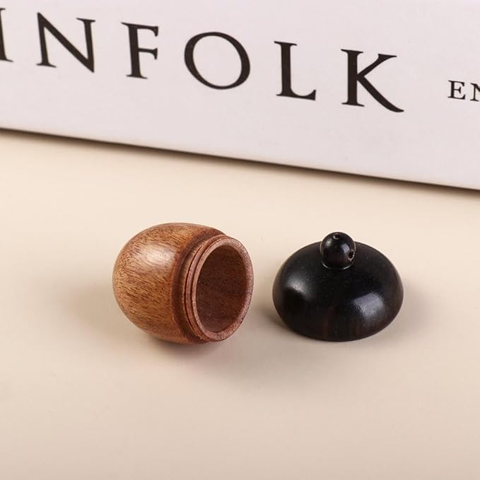10Pcs Mini Acorns Decor Craft Artificial Acorns Solid Wood Medicine Pill Box Portable Sandalwood Acorn Pill Case Tablets Storage Sealed Can