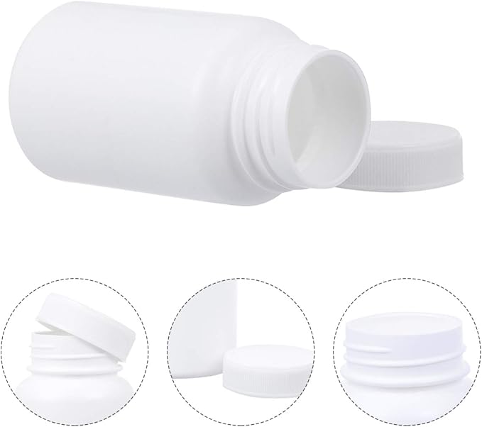 EXCEART 20pcs Empty Pill Bottle Portable Plastic Medicine Holder Container Case for 100ml (White)