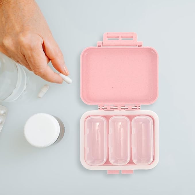 Small Pill Organizer Box 3Pcs Travel Pocket Removable 3 Compartments Portable Daily Mini Pill Case Holder for Purse Fish Oil