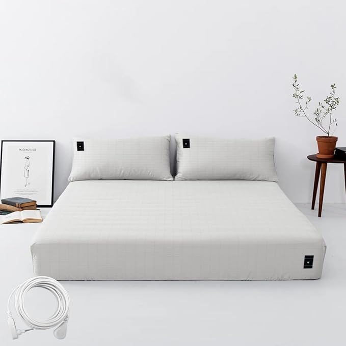 Grounding Sheets California King Grounding Fitted Sheet with Cord, Natural Healthy Sleep Solution, Deep Pocket Grounding Bed Cover for Enhanced Well-Being(California King,72x84x14in, White)
