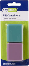 EZY DOSE Daily Travel Pocket Pharmacy Pill Organizer, Small Vitamin Organizer, Compact Medicine Container, Travel Friendly, Portable Pill Box, Colors May Vary, 2-Pack, BPA Free