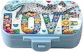 C'eitura DIY Love Cat Diamond Art Painting Blue Pill Organizer with 6 Lid Detachable Compartments, Fun DIY Craft Project for Adults, Elegant Pill Case for Purse & Travel