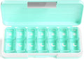 Zoksi Am Pm Pill Organizer 7 Day, Weekly Pill Box 2 Times a Day, Medicine Pill Organizer with Separate Compartment, Travel Pill Case Dispenser Portable for Vitamins, Fish Oils, Medicines(Green)