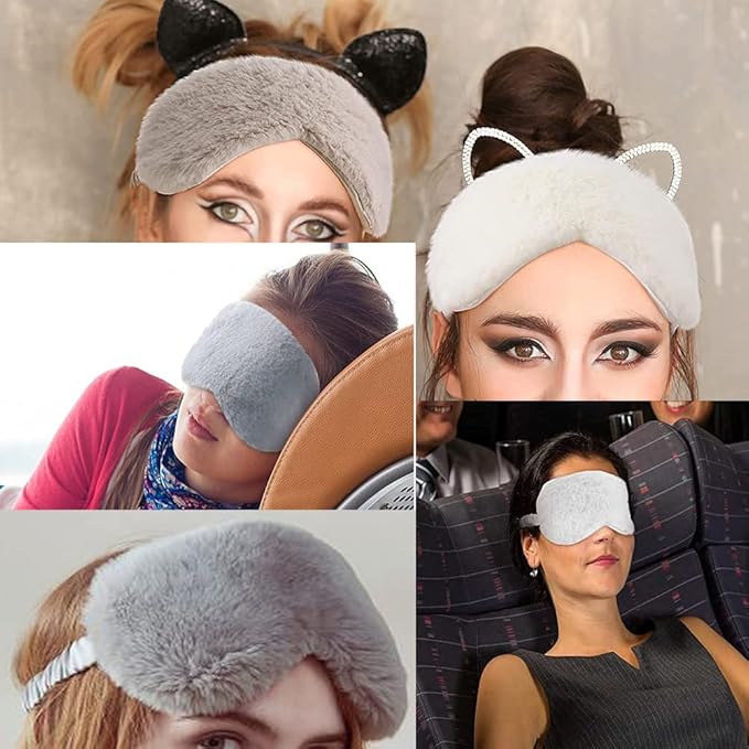 AKOAK 1 Pack Plush Sleep Eye Mask, Soft and Comfortable, Breathable Light Blocking Sleep Protector, Suitable for Adults, Children, Birthday Party Gifts (White)