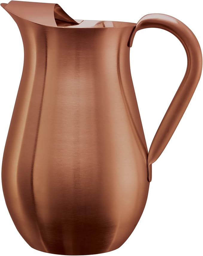 Service Ideas WPB2BSRG Pitcher with Ice Guard, Bell Shaped, 2 L, 66.6 Ounces, Stainless Steel, Rose Gold