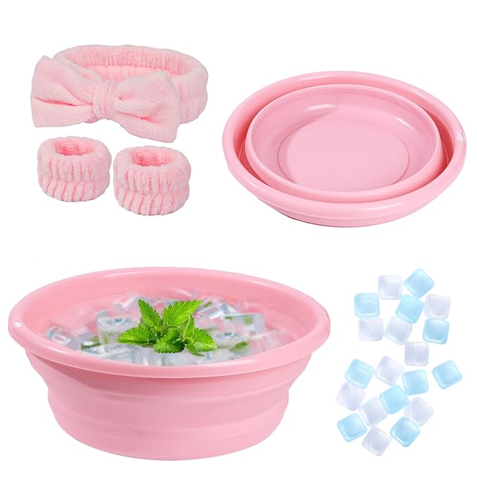 Facial Ice Bath Kit, Cold Plunge for face, Foldable Face Bowl for Face Ice Bath