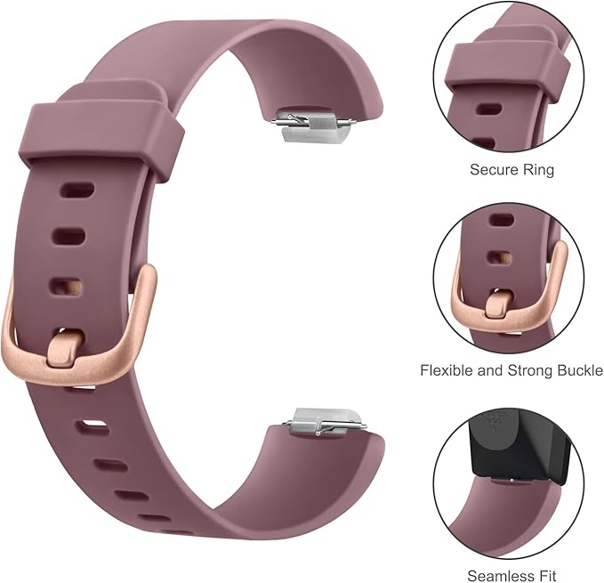 3 Pack Silicone Bands Compatible with Fitbit Inspire 2 Bands for Women Men, Adjustable Replacement Sport Wristbands Straps for Fitbit Inspire 2 / Ace 3 (Starlight/Smoke Violet/Milk Tea)
