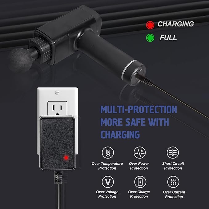 24V AC Adapter for Massage Gun Charger Output: DC 24V or 25.2V Massage Gun Power Cord Muscle Blaster Only fit with Brushless Motor Massage Guns(Don't Fit 12V or 16.8V Charger)