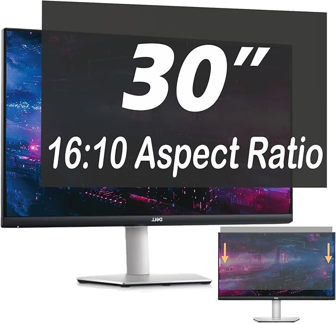 30 Inch Privacy Screen for Computer Monitor, 16:10 Anti-Spy Filter for Laptop & PC Display, Blue Light Blocking Anti-Glare Reversible Protector Film, Easy Slide-Mount Installation (30 Inch Widescreen(16:10))