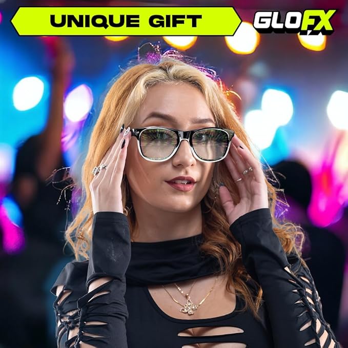 GloFX Ultimate Diffraction Glasses - Chrome - 3D Prism Rainbow Effect - Great Edm, Festival, Concert, Fireworks, Christmas Lights, and Rave Accessory - Chrome Frames