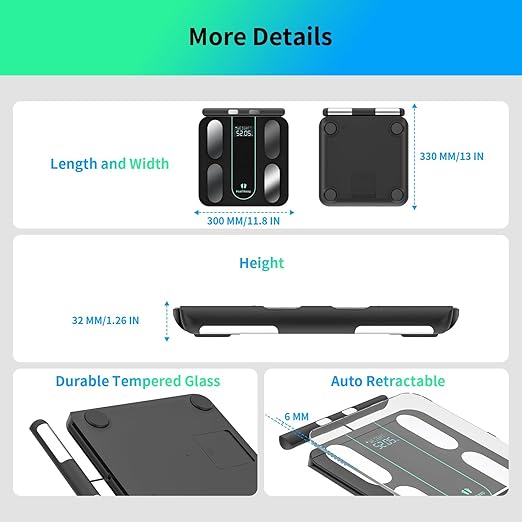 Healthkeep Scale for Body Weight Digital Bathroom Scale with 8 Electrodes, 21 Body Datas Dual Frequency BIA Measurement Smart Weight Scale Compatible with iOS & Android, Max 400lb/180kg/28st