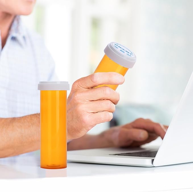 Plastic Empty Pill Bottles with Double Sided Use (Child Resistant & Easy Open) Caps - Medicine Container Pill Case Dispenser Organizers (60 Dram, 12pcs)