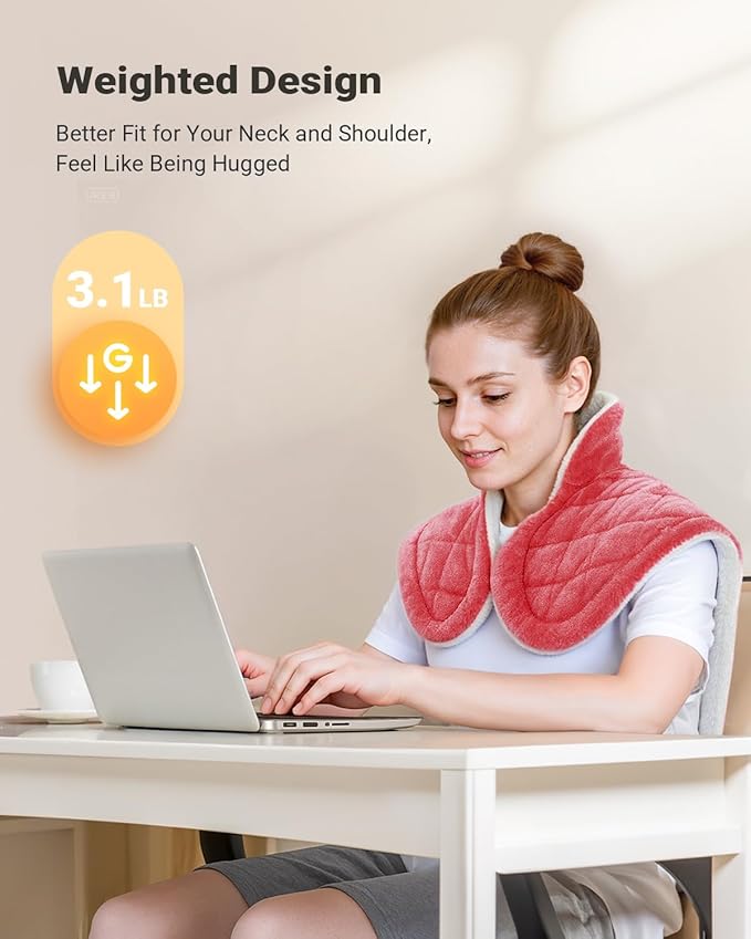 iDOO Heating Pad for Back Neck & Shoulders Pain Relief, FSA Eligible Items, Mothers Day Gifts for Mom, Large Full Body Electric Heat Pad, 6 Heat Settings, Birthday Gifts for Women Men Seniors, Pink