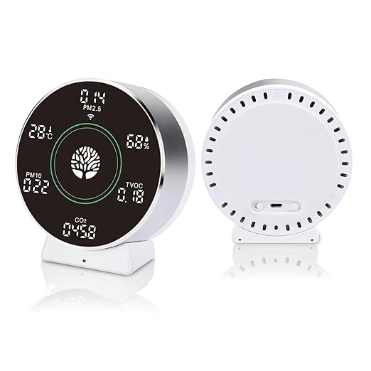 8-in-1 IAQ SensorsWireless, Air Quality Monitor Indoor,CO2 TVOC Temperature Humidity PM2.5 etc.LED Screen Battery Powered,App for Configure Data History,2.4Ghz WiFi Portable Meters for Travel