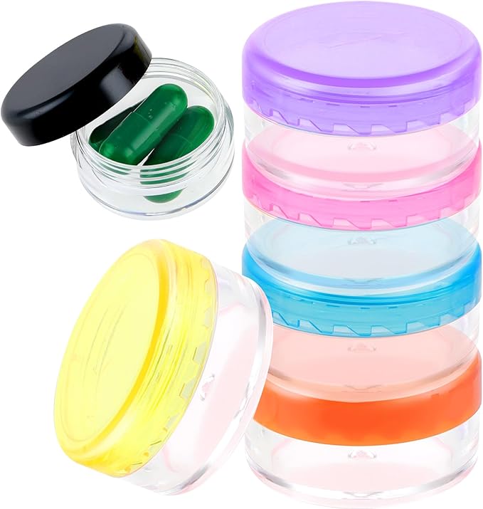 6 Pcs Small Pill Box Mini Pill Organizer Box Travel Pill Cases Holder Portable Daily Pill Container BPA Free Pocket Pills Box Medicines Storage Container for Purse Pocket Briefcase (3 x 1.5 cm)