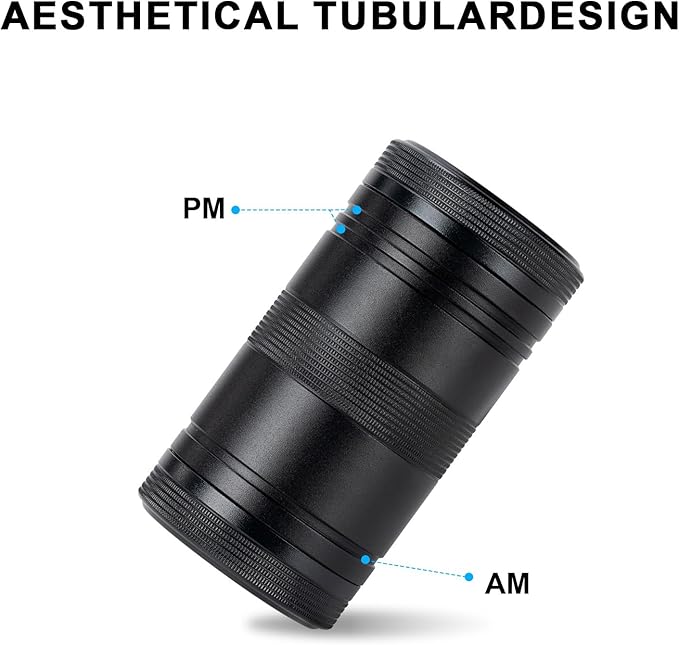 Metal Pill Box 2 Times a Day - Portable Waterproof Small Pill Case (AM PM), Travel Daily Pill Container, Compact Pill Holder Medicine Organizer for Pills/Vitamin/Fish Oil/Supplements, Black