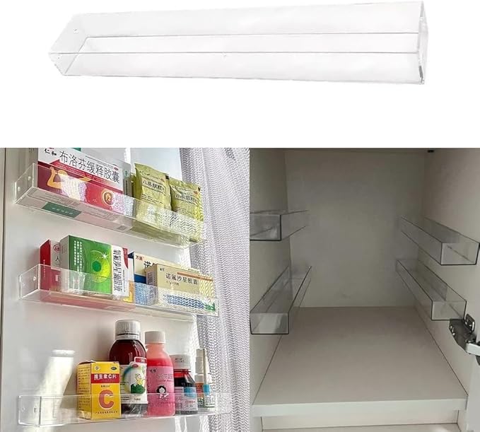 2 Pack Medicine Organizer Adhesive Cabinet Door Organizer Acrylic Inside Cabinet Medicine Container Pill Bottles Holder Display Rack for Medicine Bottles Oval Pharmacy Bottles Sealed Vials
