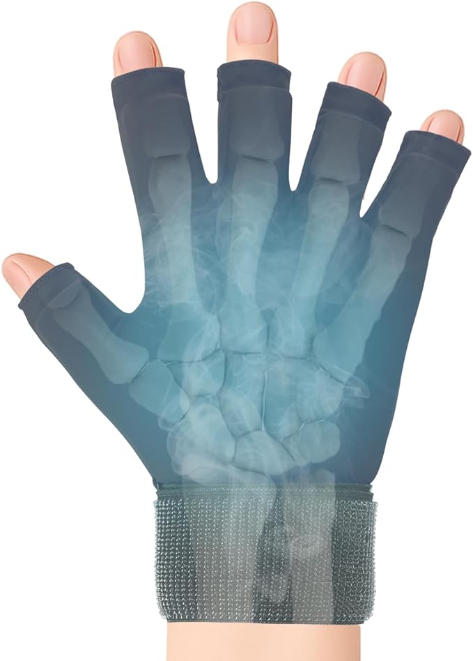 Finger Arthritis Compression Hand Ice Pack Gloves for Pain Relief, Adjustable Wrist Ice Pack for Hot & Cold Therapies, Reusable Gel Finger Ice Glove Sleeve tfor Tendinitis, Carpal Tunnel (Rose pink)