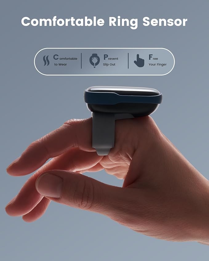 Vibeat Wearable Blood Oxygen Monitor Oxylink - Bluetooth Pulse Oximeter Finger with Audio Notification, Rechargeable O2 Sensor for Continuous Tracking with Free App