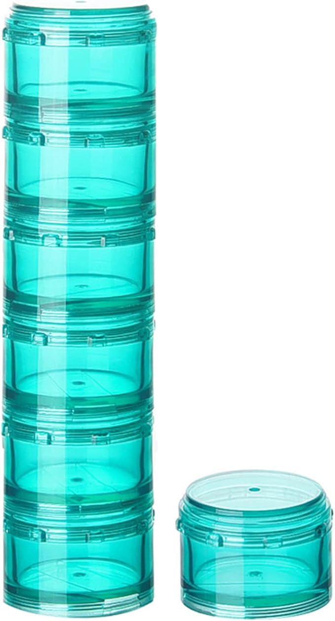 Stackable Pill Organizer, 7-Days Travel Pill Case, Pill Box for Pocket, Portable Medicine Vitamin Container Holder Medium Green