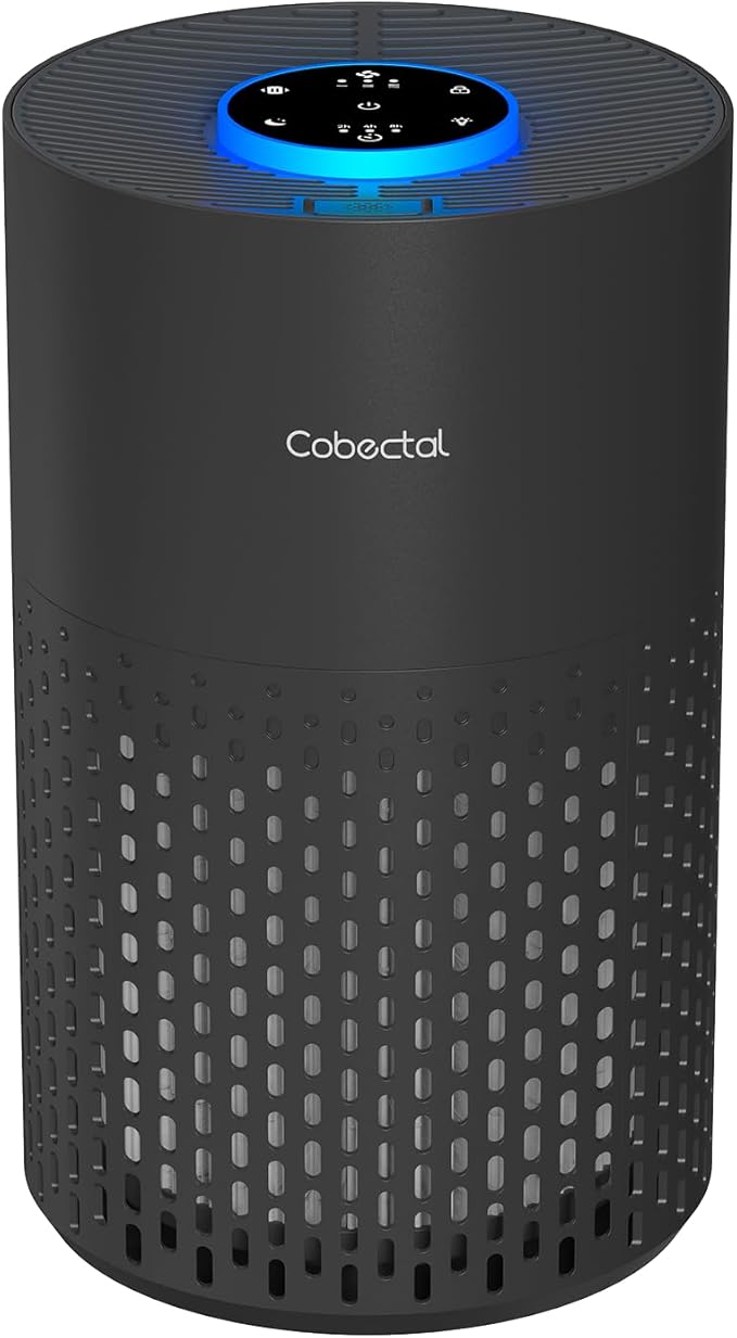 Air Purifiers for Bedroom Home, Cobectal Air Cleaner with H14 True HEPA 3-in-1 Filter for Room up to 1050 ft², Sleep Mode & Aroma Function, Portable Air Purifiers for Office, Dorm, RVs, Black