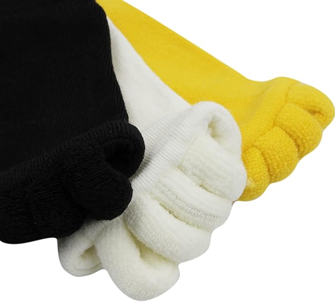 AIBEARTY 3 Pairs Yoga Sport Gym Five Toe Separator Socks Foot Massage Toeless Socks