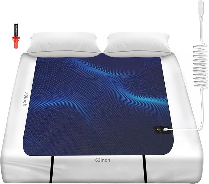 62"x 78" Large Size Grounding Mat for Bed, Carbon Fibre + PU Grounding Mattress for Improved Sleep and Pain Relief, Grounding Mat with Grounded Cord, Test Pen and Plug for Better Sleep