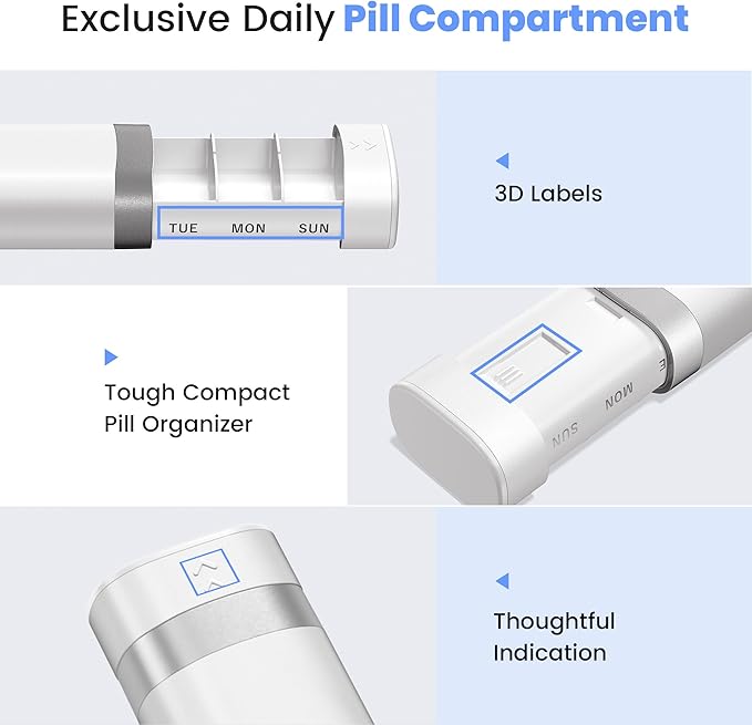 Pill Organizer 7 Day, Travel Pill Box with One-Handed Opening Design, Drawer Medicine Organizer 1 Time a Day, Travel-Friendly Small Case for Medication, Vitamins & Supplements(White)