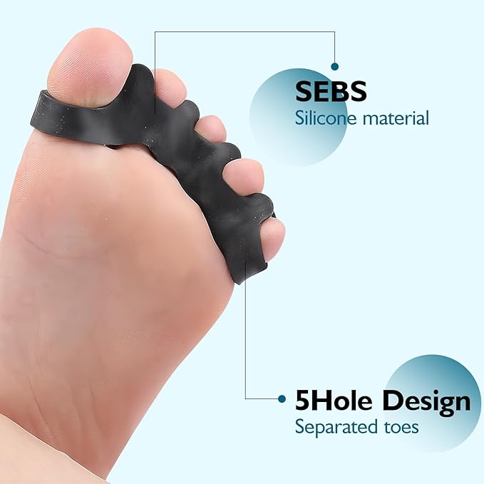 Toe Separators for Men and Women, 2PCS Toe Spacers for Foot Pain Relief, Bunion Corrector & Hammer Toe Straightener, Doctor Recommended Toe Spreaders for Alignment, Mobility & Foot Health