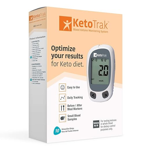 KetoTrak Blood Ketone Testing Kit, 1 Meter, 10 Ketone Strips, 1 Lancing Device, 10 Lancets, Optimize Your Result for Keto Diet by KetoTrak