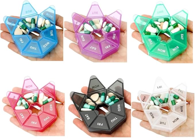 Pill Organizer,6 Pack Pill Box,Small Pill Case,Medicine Pill Organizer 1 Time a Day,Weekly Pill Organizer, Pill Container,Pill Holder,Daily Pill Organizer Travel Pill Organizer