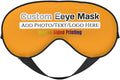 Custom Sleep Eye Mask Personalized Men Women Blindfold Design Your Own Photo Text Logo Adjustable Strap Soft Eyeshade Customized Blackout Eye Cover for Home Offices Travel Gold