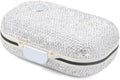 Sparkly Diamond Daily Pill Organizer 7 Compartments Portable Moisture Proof Small Pill Case for Pocket Purse Travel Pill Box Portable Medicine Vitamin Fish Oil Holder Container (White Oblong)